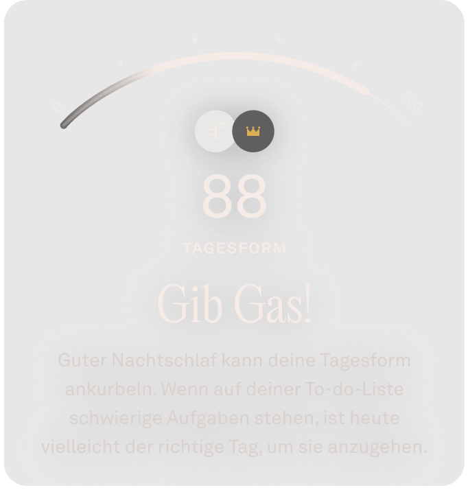 Ansicht der Tagesformbewertung in der Oura-App